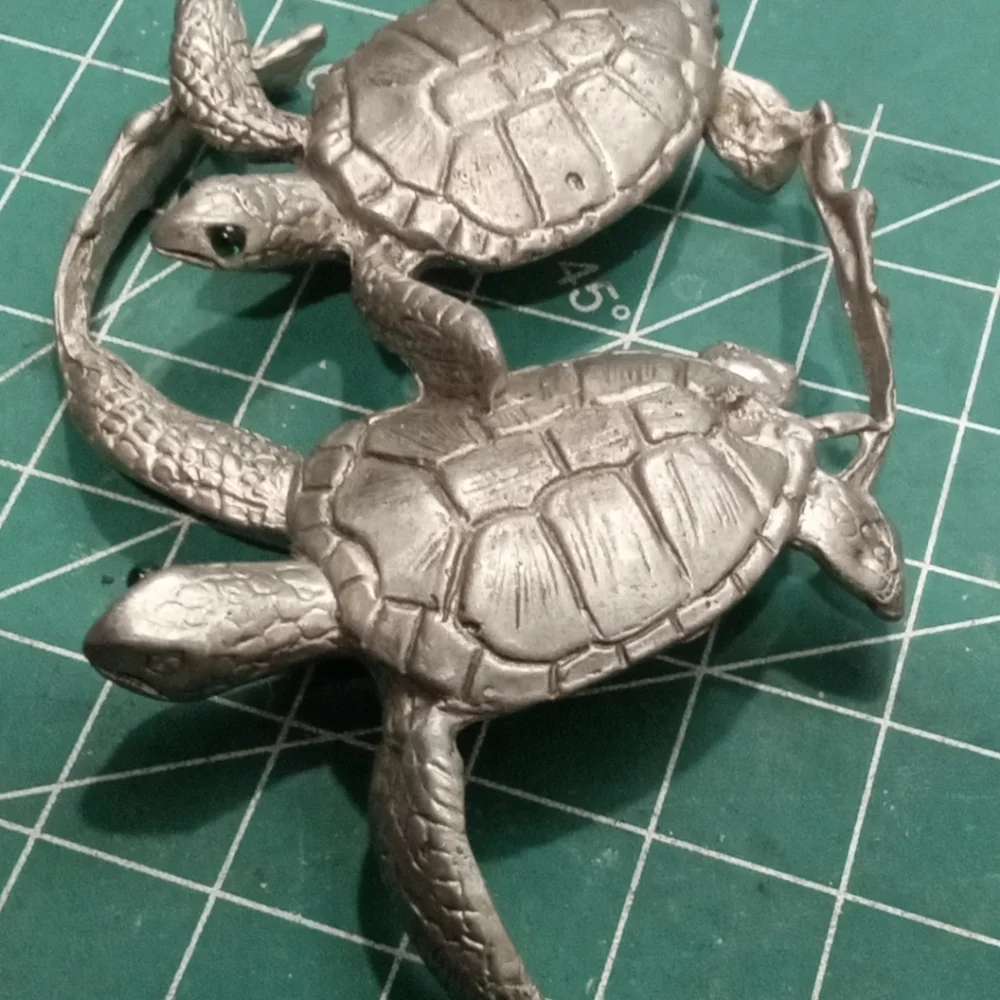 Sea Turtle Nautical Sculpture Signed BTC Very Collectible Adorable Green Eyes